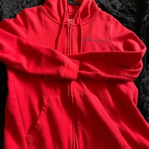 Women’s red champions zip up jacket
